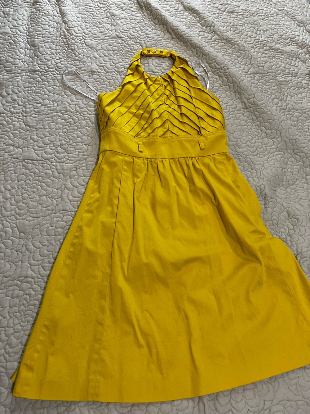 Calvin Klein Bright Yellow Dress with Halter Detail